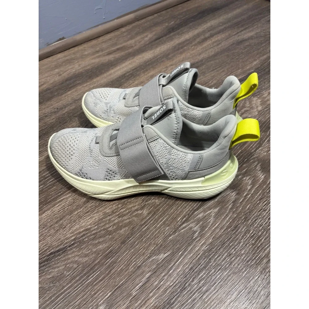 SOREL Kinetic‎ Impact Strap Grey Yellow Mesh Sneakers LL6029-278 Womens 9.5